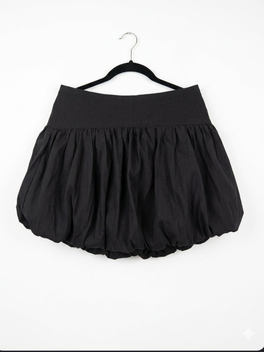 Zara Black Puff Bubble Hem Mini Skirt Pleated High Waisted